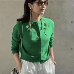 【極美品】CABaNコットンカシミヤクルーネックカーディガン1番人気カラー