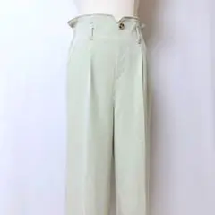 ワイドパンツ スラックス センタープレス ハイウエスト カジュアル タック F
