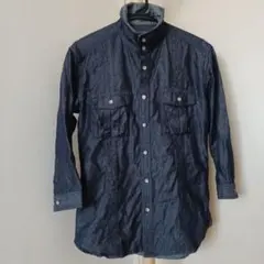 【ABAHOUSE】メンズシャツ　七分袖　M　ネイビーのサムネイル