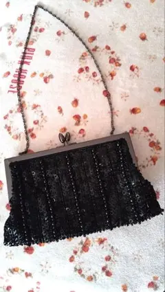 ビーズ スパンコール　パーティーバッグ 黒 ヴィンテージ クラッチバッグ
