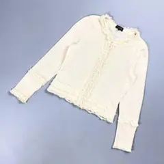 美品 LANVIN フリルレースカーディガン アイボリー サイズ38*FD199