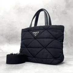 【極美品】プラダ スモールパデットトート 2way ブラック ショルダーバッグ