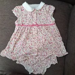 花柄襟付きワンピース 95cm未満