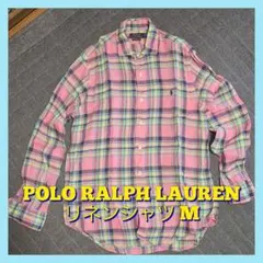 ◆ポロラルフローレン◆リネンチェックシャツ M◆