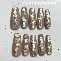 ネイルチップ シェル 夏 ベージュ ギャル ロング オーロラ 量産型 海
