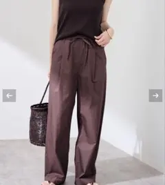 ワイドパンツ ダークブラウン イージーパンツ