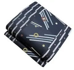 ユ95名古屋帯 紬　幾何学 正絹 着物帯　仕立て上り美品