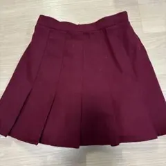 秋冬物 ワインレッド プリーツミニスカート ウエストゴム