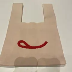 【値下げ中‼️】不二家　オリジナル　ニットトートバッグ（スマイルマーク）ホワイトのサムネイル