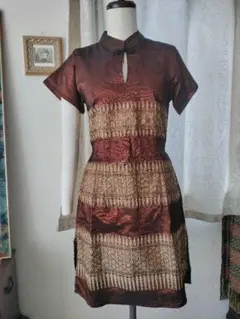 タイシルク　ミニワンピース　チャイナドレス　Thai silk