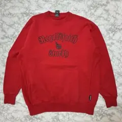 ロゴスウェット 赤黒 ゴシック 反骨ストリート ビッグシルエット ゆるだぼ