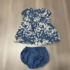 プチバトー 花柄ネイビー ワンピース 12M