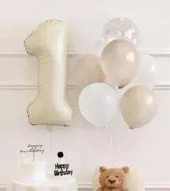 くすみカラーナンバーバルーン＆ゴム風船 7個（各色予備付き）セット　数字０～９