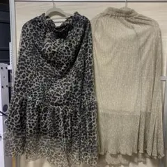 レオパード柄とラメ入りロングスカートセット