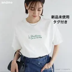 コットン天竺エンブロイダリーロゴ半袖Tシャツ　ホワイト/グリーン刺繍　Mのサムネイル