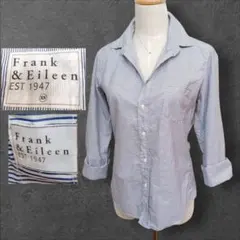 フランクアンドアイリーン　細ボーダー　スキッパーシャツ　バリー　コットン