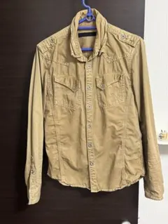 ベージュ ボタン付きシャツ サイズ44