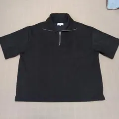 【MONO-MART】ハーフジップ ビッグカラールーズブラッシュド半袖カットソー