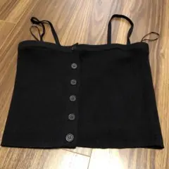 黒リブ編みボタン付きキャミソールのサムネイル
