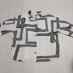 和柄　抽象模様 　七分袖トップス