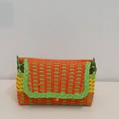 クラフトバンド製 蓋つきハンドバッグ 即購入〇