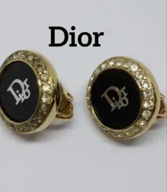Christian Dior イヤリング ロゴ ラインストーン❥