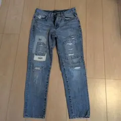 S　ダメージパンツ　パッチワーク