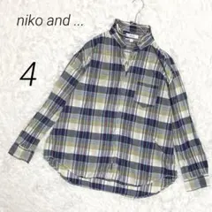 ニコアンド ブラウス スキッパーシャツ チェック柄 コットン リネン カジュアル