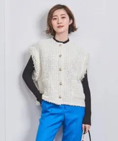 美品　UNITED ARROWS ツイードジレ ホワイト 美品 ユナイテッドアローズ ツイード ジレ ベスト ホワイト - メルカリ