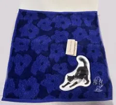 ポール&ジョー　花柄ネイビー　猫　ハンカチ