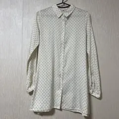 無印良品　ドット柄 長袖チェニックシャツ　ホワイト(生成り) 綿とシルクの混紡のサムネイル