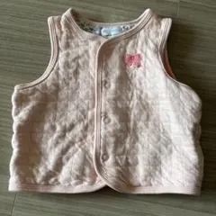 ベビーベスト ピンク リボン刺繍　ミキハウス