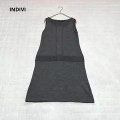 【インディヴィ】ノースリーブワンピース　XS S 小さいサイズ　着回し抜群 無地