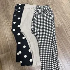 3点セット ロングパンツ 黒白水玉・ベージュ・チェック