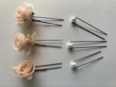 ヘアアクセサリー　髪飾り 3点　 　　　　 パール風Uピン 3点