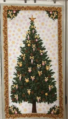 [no.2682-1]クリスマス タペストリー 額縁柄 ベージュ 生地＊