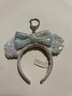 東京ディズニーリゾート　ミニーマウス　カチューシャキーホルダー　スパンコール