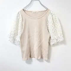 マジェスティックレゴン 袖レース リブトップス M 花柄 半袖 フェミニンのサムネイル
