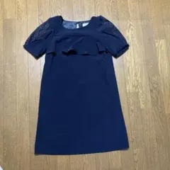 tocco ネイビー 半袖 フリル付き ワンピース