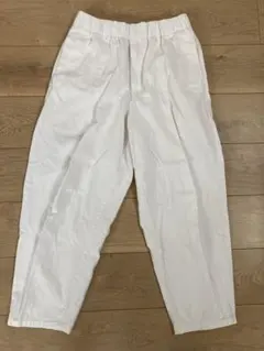 GU ホワイト デニム　パンツ Sサイズ　バレル　ワイド　レディース　ボーイ