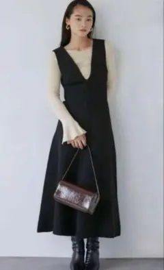 LAGUNAMOON フォルムラインニットジャンパースカート ブラック