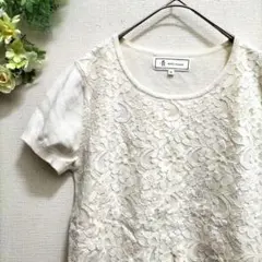 ROPE  PICNIC  レースクルーネックニットセーター　オフホワイト