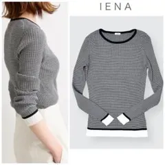 IENA 洗える コットン100% リブ クルーネックプルオーバー ニット F