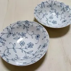 【新品未使用】和心 陶器 小鉢皿 2枚セット 花柄 陶器のサムネイル