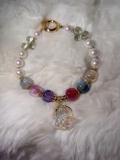 ハンドメイド 多色ビーズブレスレット