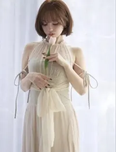 andmary Fairy chiffon mini dress ivory - メルカリ