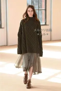 Max Mara　ランウェイモデル　カシミヤウールロングニット　カーキ