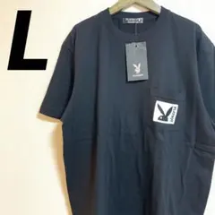 【新品未使用タグ付き】プレイボーイ★Lサイズ黒ブラック半袖Tシャツ胸ポケット