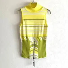 Versace ロゴチャーム付き ノースリーブニット ボーダー ジップ XSのサムネイル