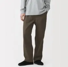 無印良品 ジュート混ベイカーパンツL ダークモカブラウン